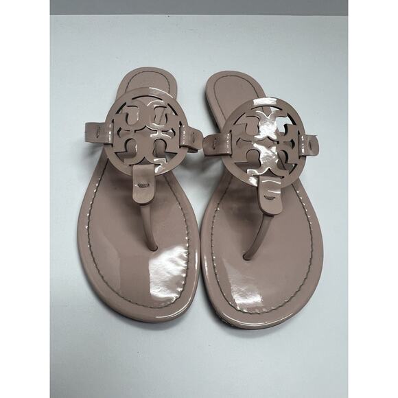 Tory Burch Women’s Miller Pale Pink Patent Leather Sandals Size 8.5 M - Picture 1 of 9